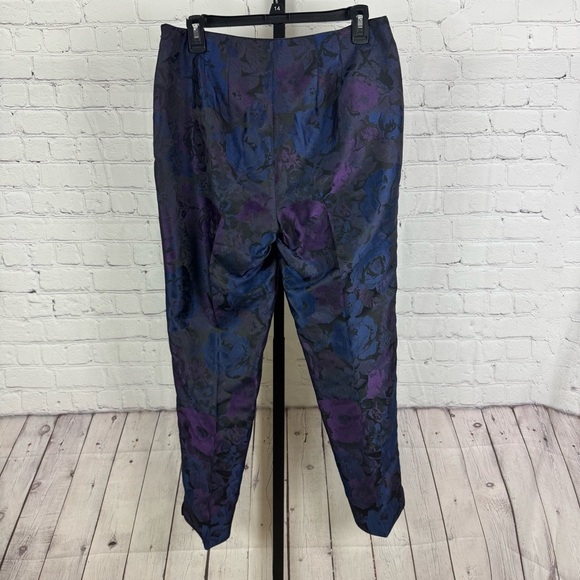 Talbots Dress Pants Satin Floral Lined Damask Whimsigoth Ankle Size 6 - Picture 6 of 7